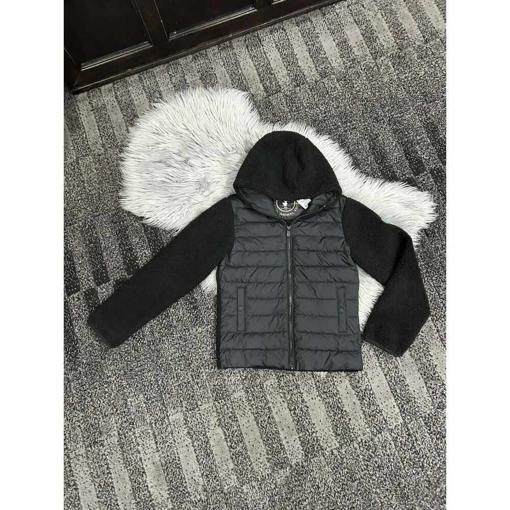 Save the Duck Boys Youth Kids Derik Hooded Recycled Jacket Sherpa Size 12 ($138)
